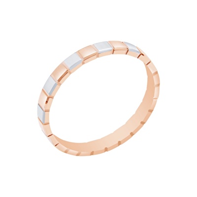 14 Ayar Beyaz-Rose Altın Modern Alyans