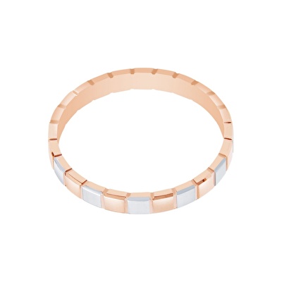 14 Ayar Beyaz-Rose Altın Modern Alyans