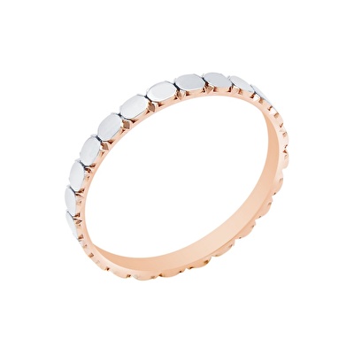 14 Ayar Beyaz-Rose Altın Modern Alyans