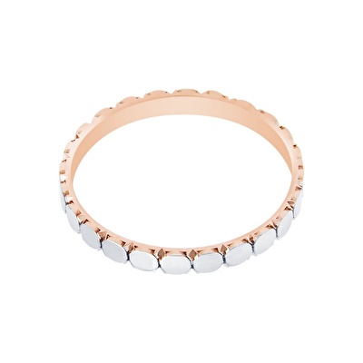 14 Ayar Beyaz-Rose Altın Modern Alyans