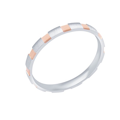 14 Ayar Beyaz-Rose Altın Modern Alyans