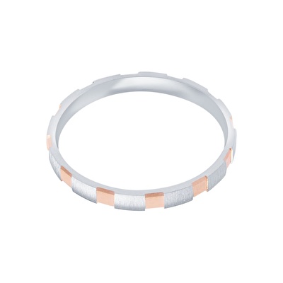 14 Ayar Beyaz-Rose Altın Modern Alyans