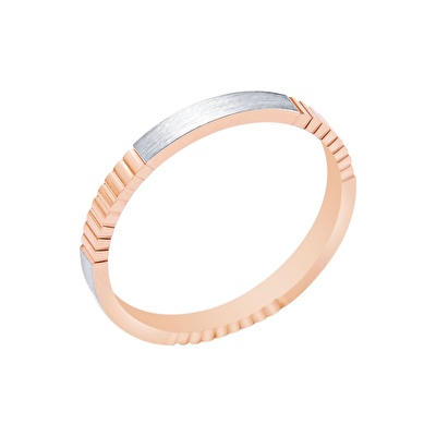 14 Ayar Beyaz-Rose Altın Modern Alyans