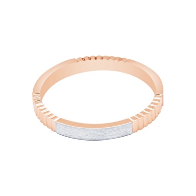 14 Ayar Beyaz-Rose Altın Modern Alyans