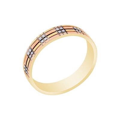 14 Ayar 3 Renkli Altın Modern Alyans