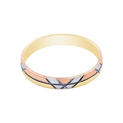14 Ayar 3 Renkli Altın Modern Alyans