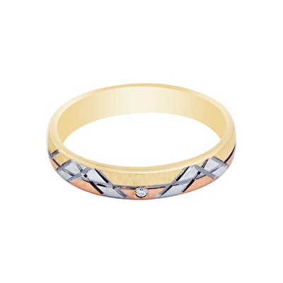 14 Ayar 3 Renkli Altın Modern Alyans