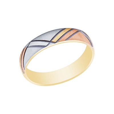 14 Ayar 3 Renkli Altın Modern Alyans