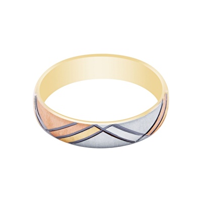 14 Ayar 3 Renkli Altın Modern Alyans