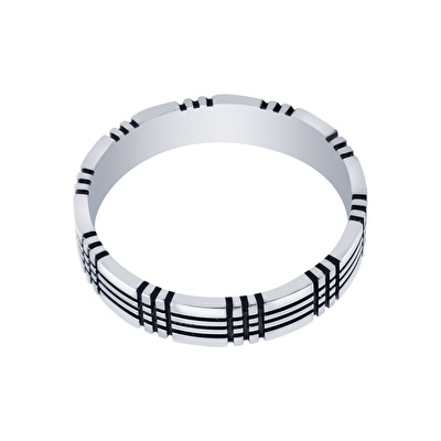 14 Ayar Siyah-Beyaz Altın Modern Alyans