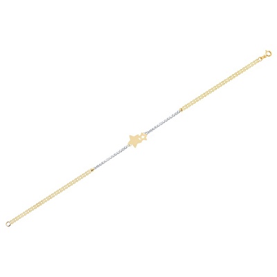 14 Ayar Sarı-Beyaz Altın Yıldız Figürlü Bileklik