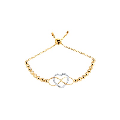 14 Ayar Sarı-Beyaz Altın Kalp Figürlü Bileklik