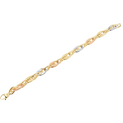 14 Ayar 3 Renkli Altın Zincir Bileklik