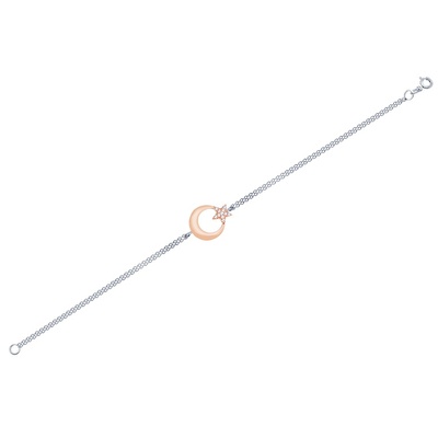 14 Ayar Beyaz-Rose Altın Ayyıldız Zincir Bileklik