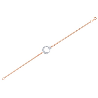 14 Ayar Beyaz-Rose Altın Ayyıldız Zincir Bileklik