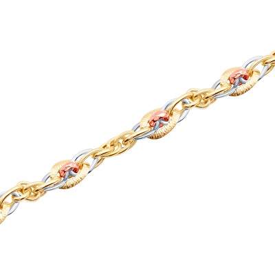 14 Ayar 3 Renkli Altın Zincir Bileklik