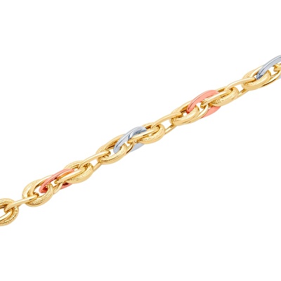 14 Ayar 3 Renkli Altın Zincir Bileklik