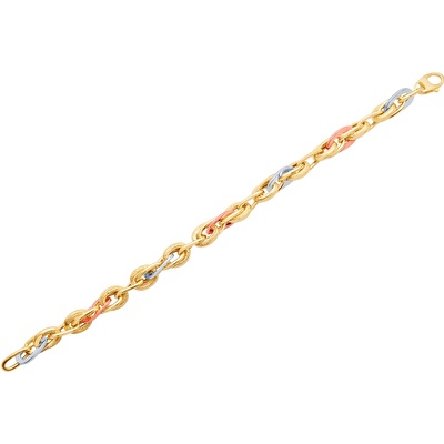 14 Ayar 3 Renkli Altın Zincir Bileklik