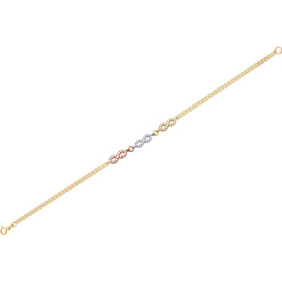 14 Ayar 3 Renkli Altın Sonsuzluk Zincir Bileklik