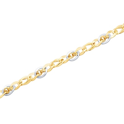 14 Ayar Sarı-Beyaz Altın Zincir Bileklik
