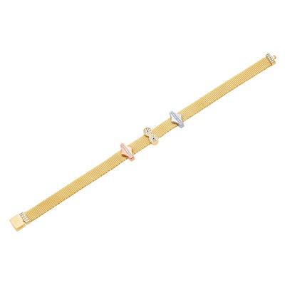 14 Ayar 3 Renkli Altın Taşlı Bileklik