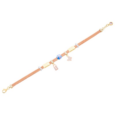 14 Ayar 3 Renkli Altın Charm Bileklik