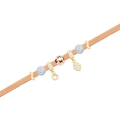 14 Ayar 3 Renkli Altın Charm Bileklik