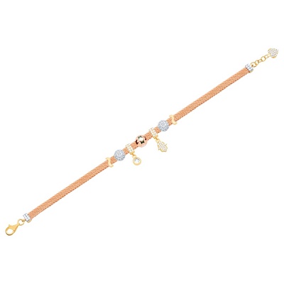 14 Ayar 3 Renkli Altın Charm Bileklik