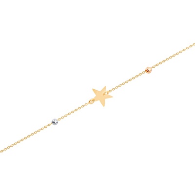 14 Ayar 3 Renkli Altın Yıldız Zincir Bileklik