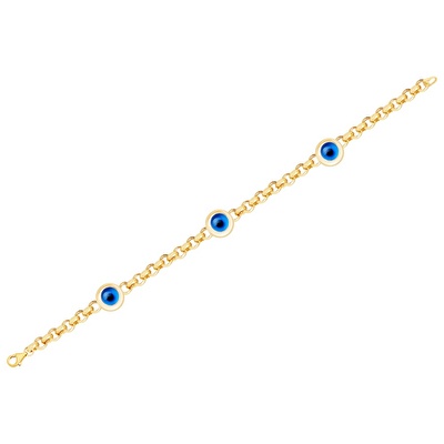 14 Ayar Sarı Altın Nazar Boncuğu Bileklik