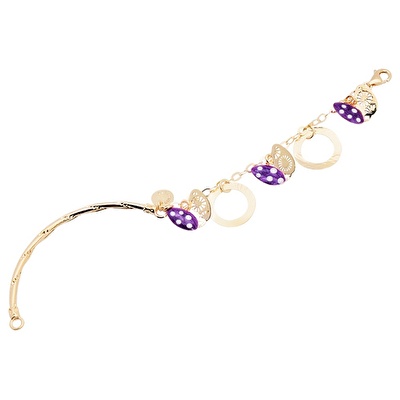 14 Ayar Sarı Altın Kelebek Çocuk Bileklik