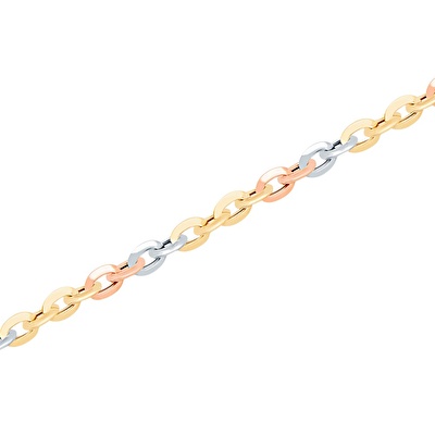 14 Ayar 3 Renkli Altın Zincir Bileklik