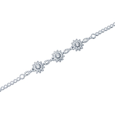 14 Ayar Beyaz Altın Taşlı Bileklik