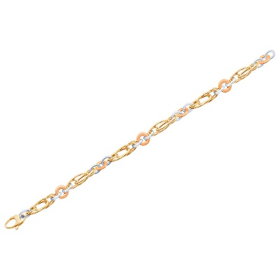 14 Ayar 3 Renkli Altın Zincir Bileklik