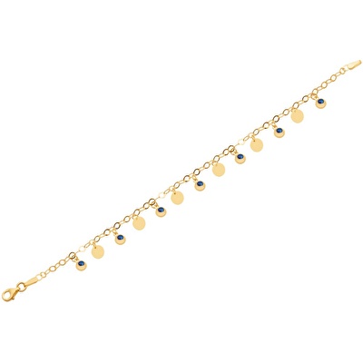 14 Ayar Sarı Altın Nazar Boncuklu Pullu Bileklik