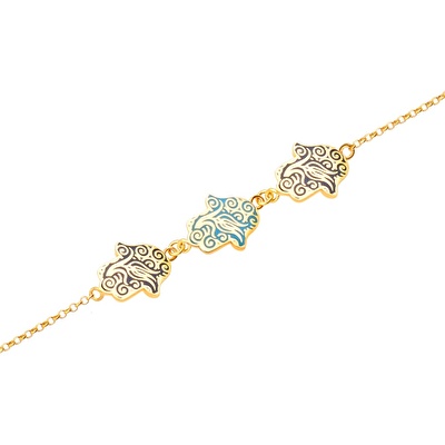 22 Ayar Sarı Altın Mavi Mineli Fatma Ana Eli Bileklik