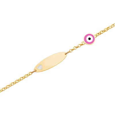 14 Ayar Sarı Altın Künye Bileklik