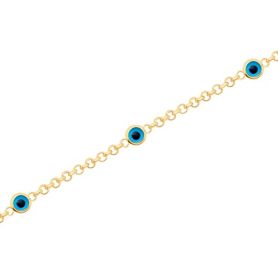 14 Ayar Sarı Altın Nazar Boncuklu Bileklik
