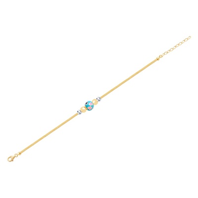 14 Ayar Sarı-Beyaz Altın Mavi Mineli Dorika Bileklik