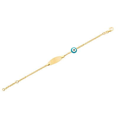 14 Ayar Sarı Altın Künye Bileklik