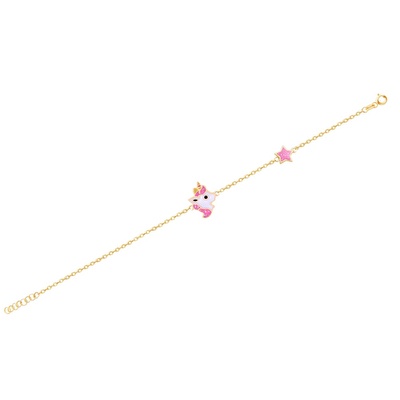 14 Ayar Sarı Altın Unicorn Bileklik