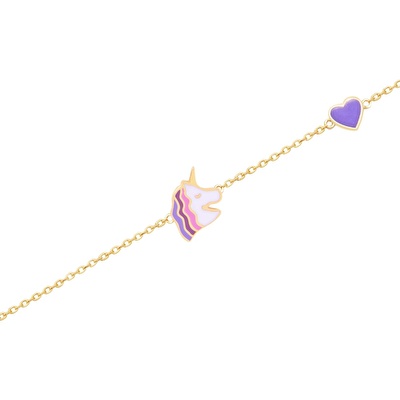 14 Ayar Sarı Altın Unicorn Bileklik