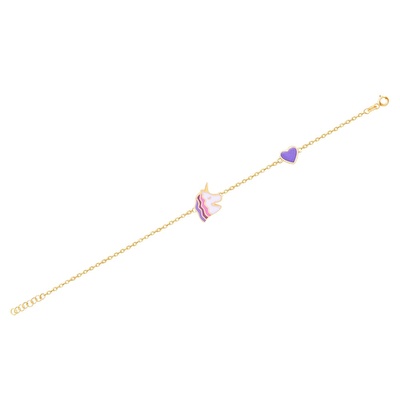 14 Ayar Sarı Altın Unicorn Bileklik