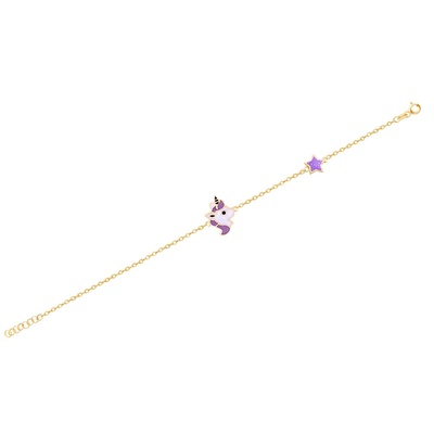 14 Ayar Sarı Altın Unicorn Bileklik