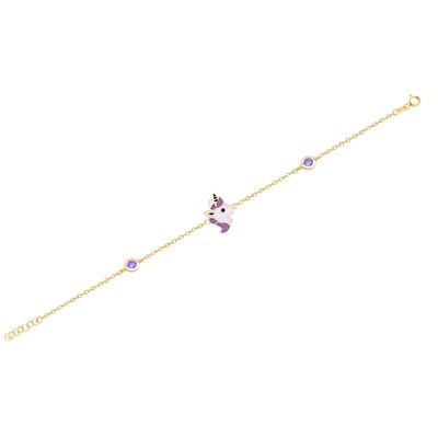 14 Ayar Sarı Altın Unicorn Bileklik