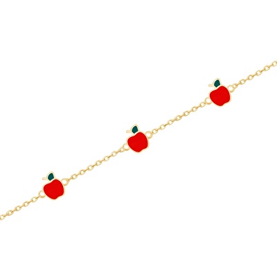 14 Ayar Sarı Altın Elma Figürlü Bileklik