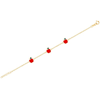 14 Ayar Sarı Altın Elma Figürlü Bileklik