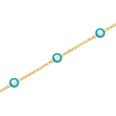 14 Ayar Sarı Altın Nazar Boncuklu Bileklik