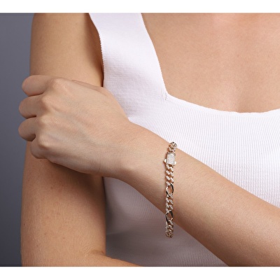 14 Ayar Sarı Altın Taşlı Gurmet Bileklik