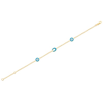 14 Ayar Sarı Altın Nazar Boncuklu Çocuk Bileklik